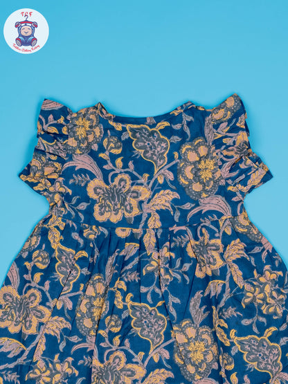 Blue Floral - Girls Readymade Jaipuri Cotton Frocks