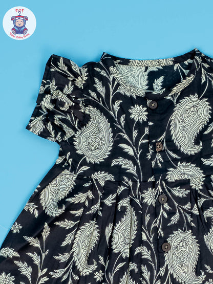 Black - Girls Readymade Jaipuri Cotton Frocks