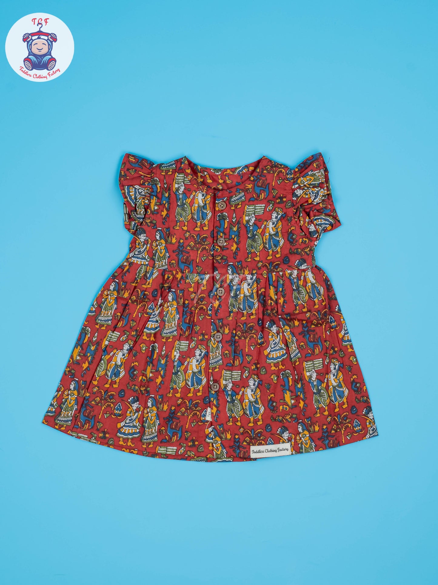 Red Dancing Doll - Girls Readymade Jaipuri Cotton Frocks