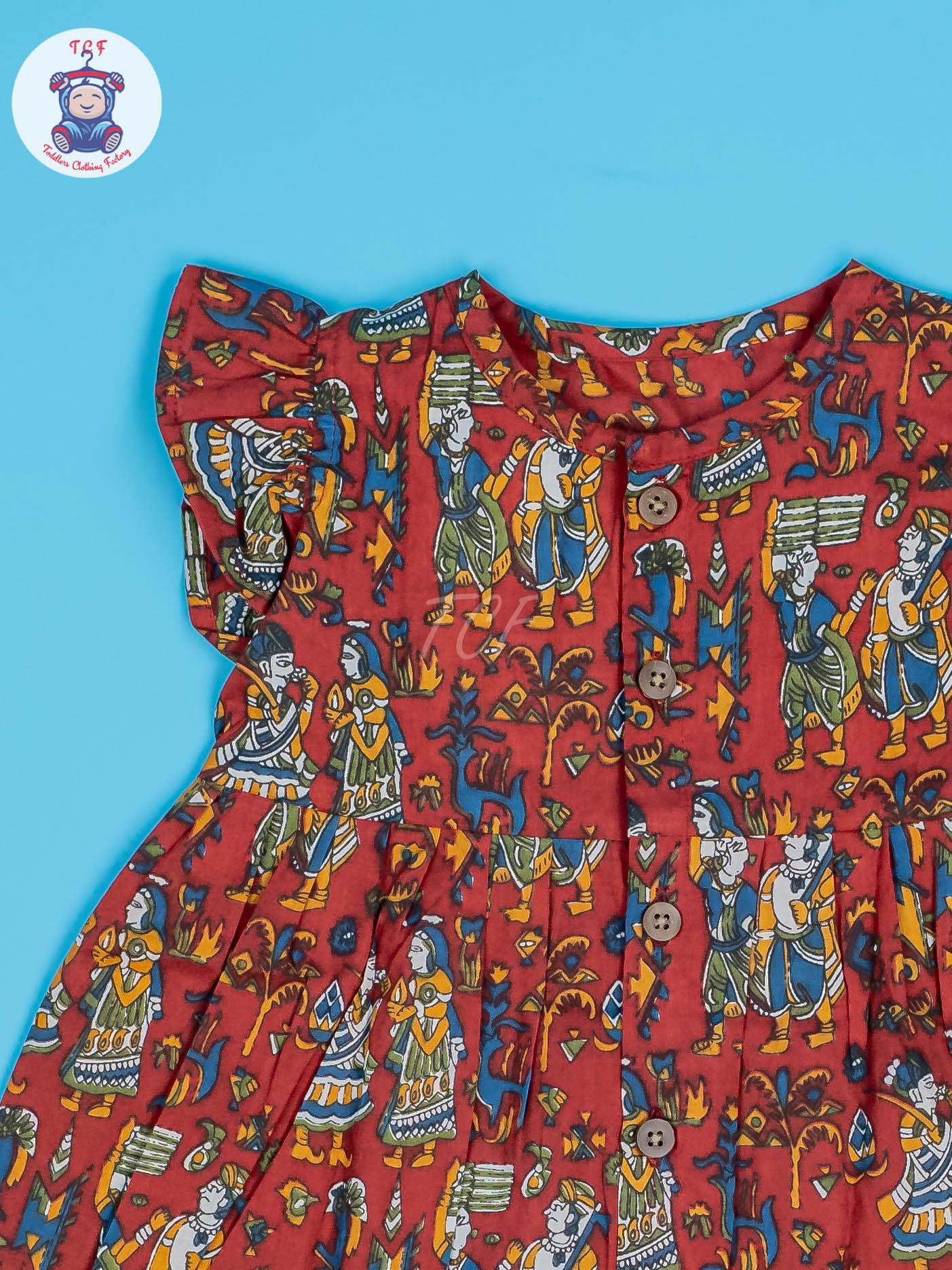 Red Dancing Doll - Girls Readymade Jaipuri Cotton Frocks