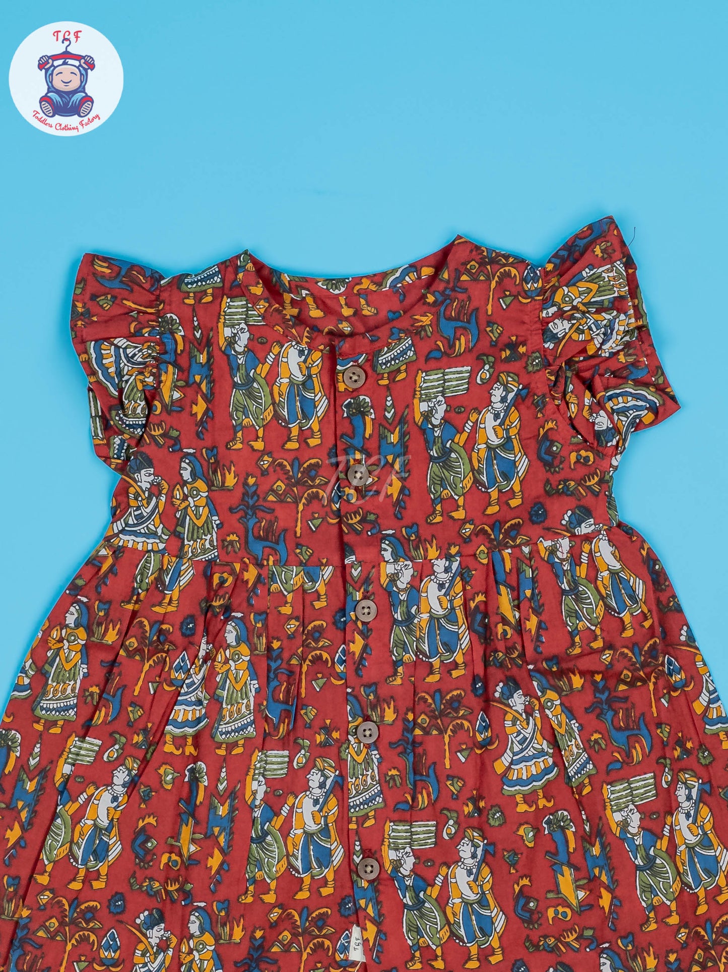 Red Dancing Doll - Girls Readymade Jaipuri Cotton Frocks