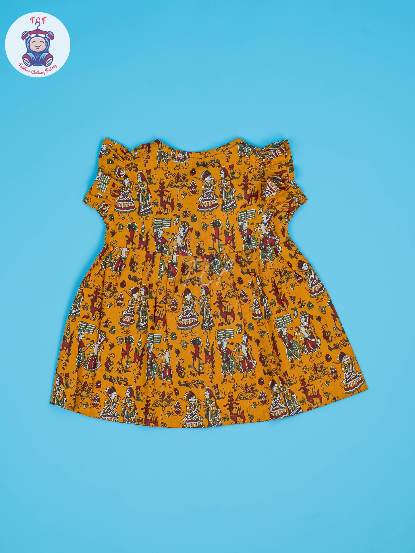 Mustard Dancing Doll - Girls Readymade Jaipuri Cotton Frocks