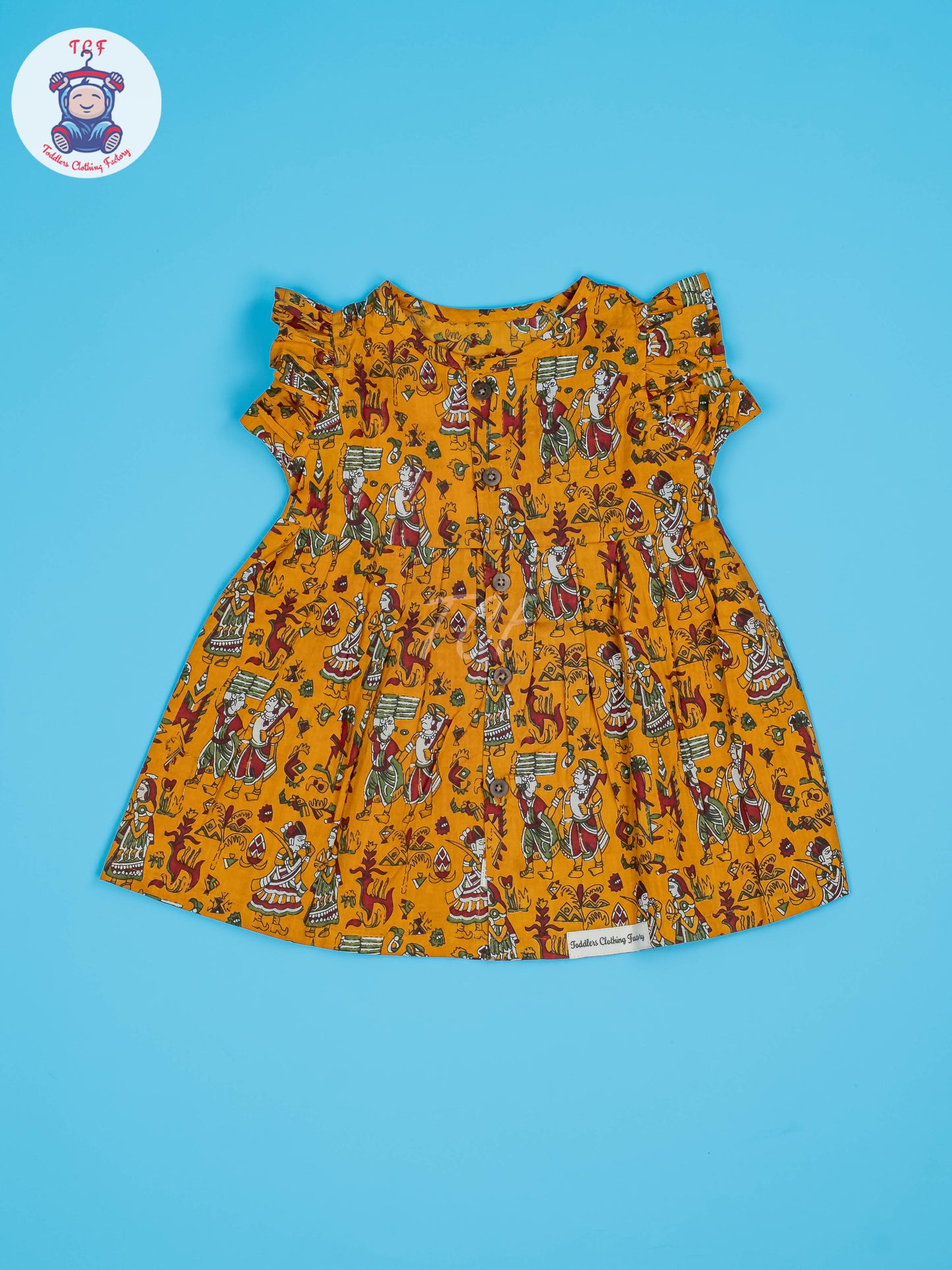 Mustard Dancing Doll - Girls Readymade Jaipuri Cotton Frocks