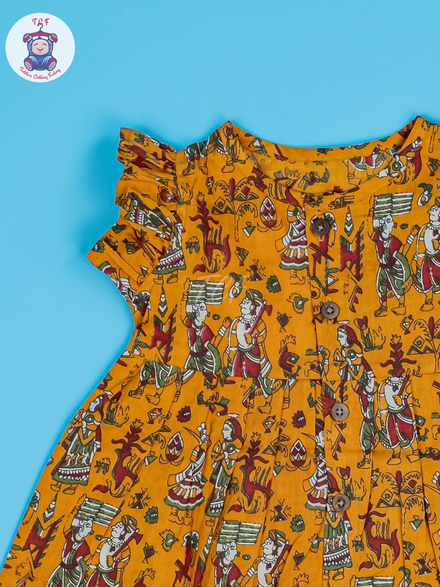 Mustard Dancing Doll - Girls Readymade Jaipuri Cotton Frocks