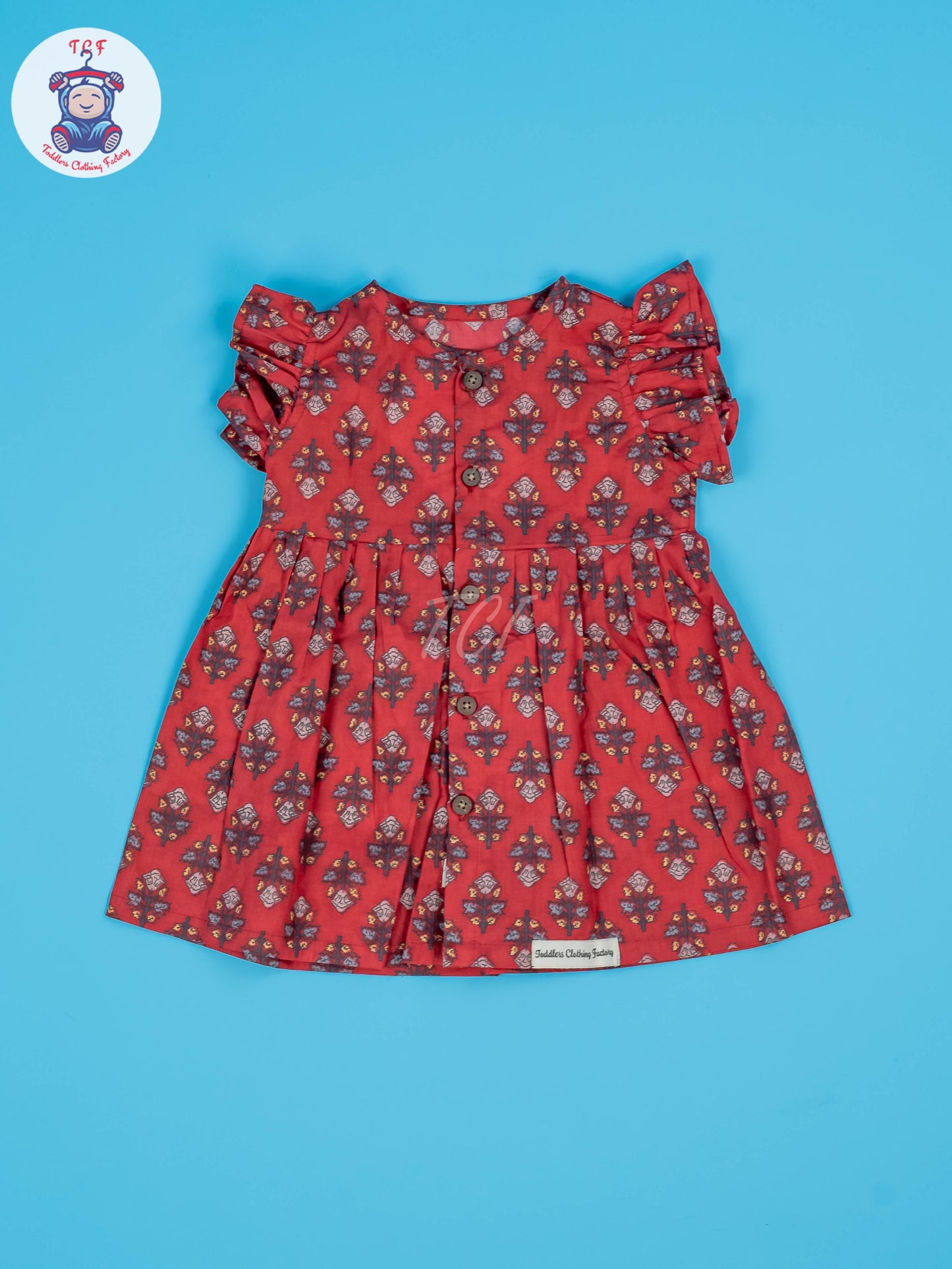 Red - Girls Readymade Jaipuri Cotton Frocks