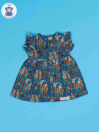 Blue Dancing Doll - Girls Readymade Jaipuri Cotton Frocks