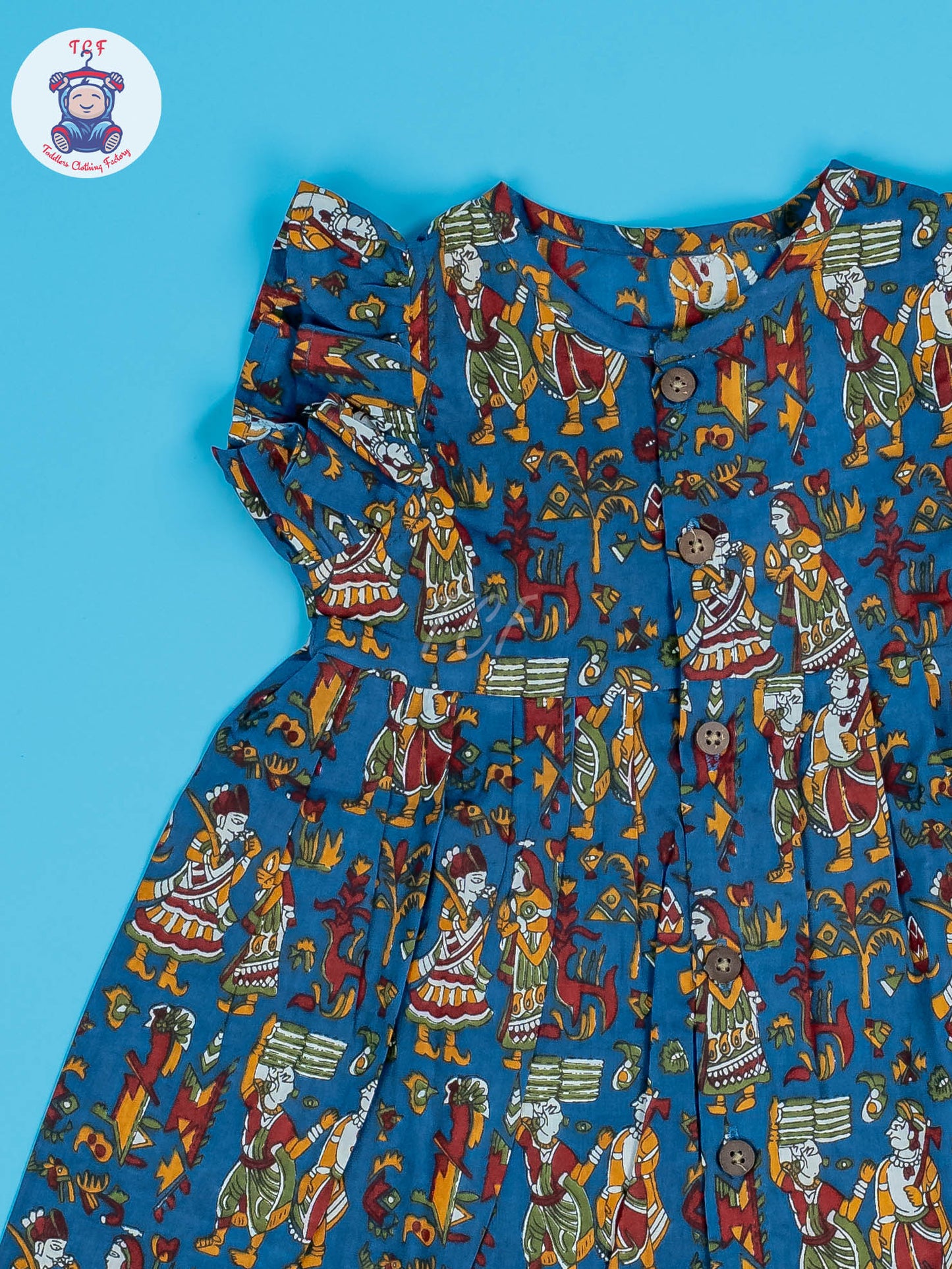 Blue Dancing Doll - Girls Readymade Jaipuri Cotton Frocks