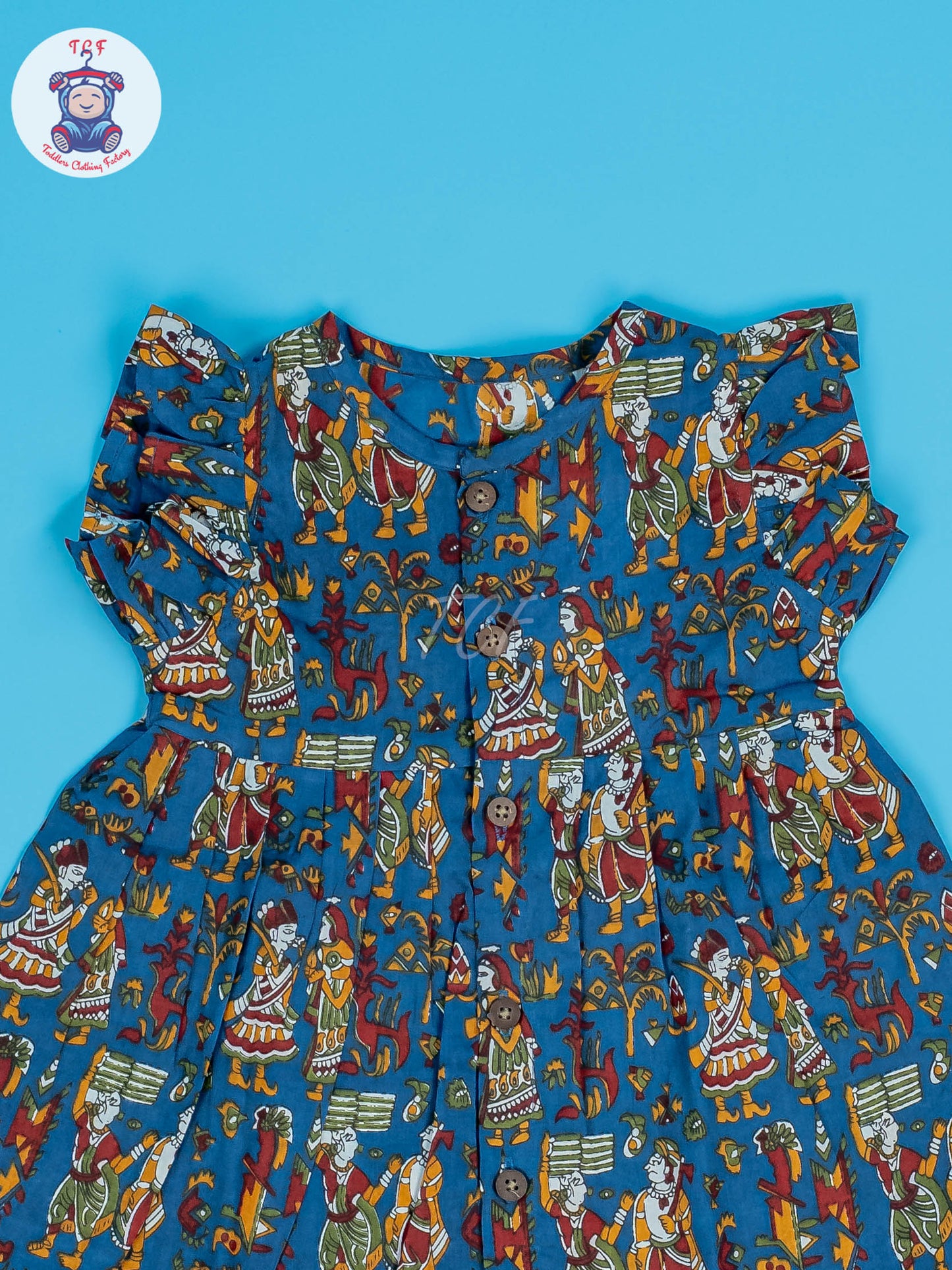 Blue Dancing Doll - Girls Readymade Jaipuri Cotton Frocks