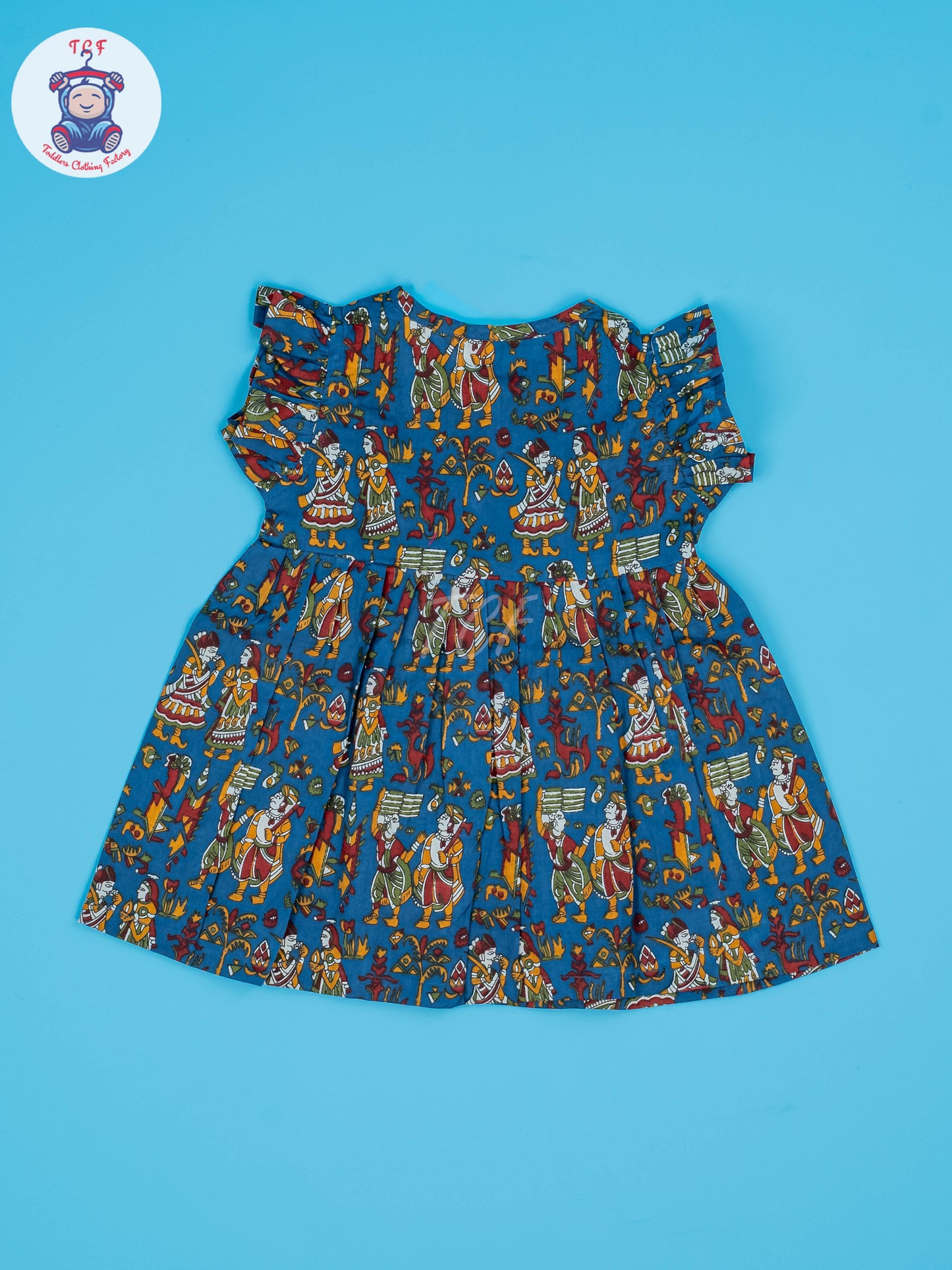 Blue Dancing Doll - Girls Readymade Jaipuri Cotton Frocks