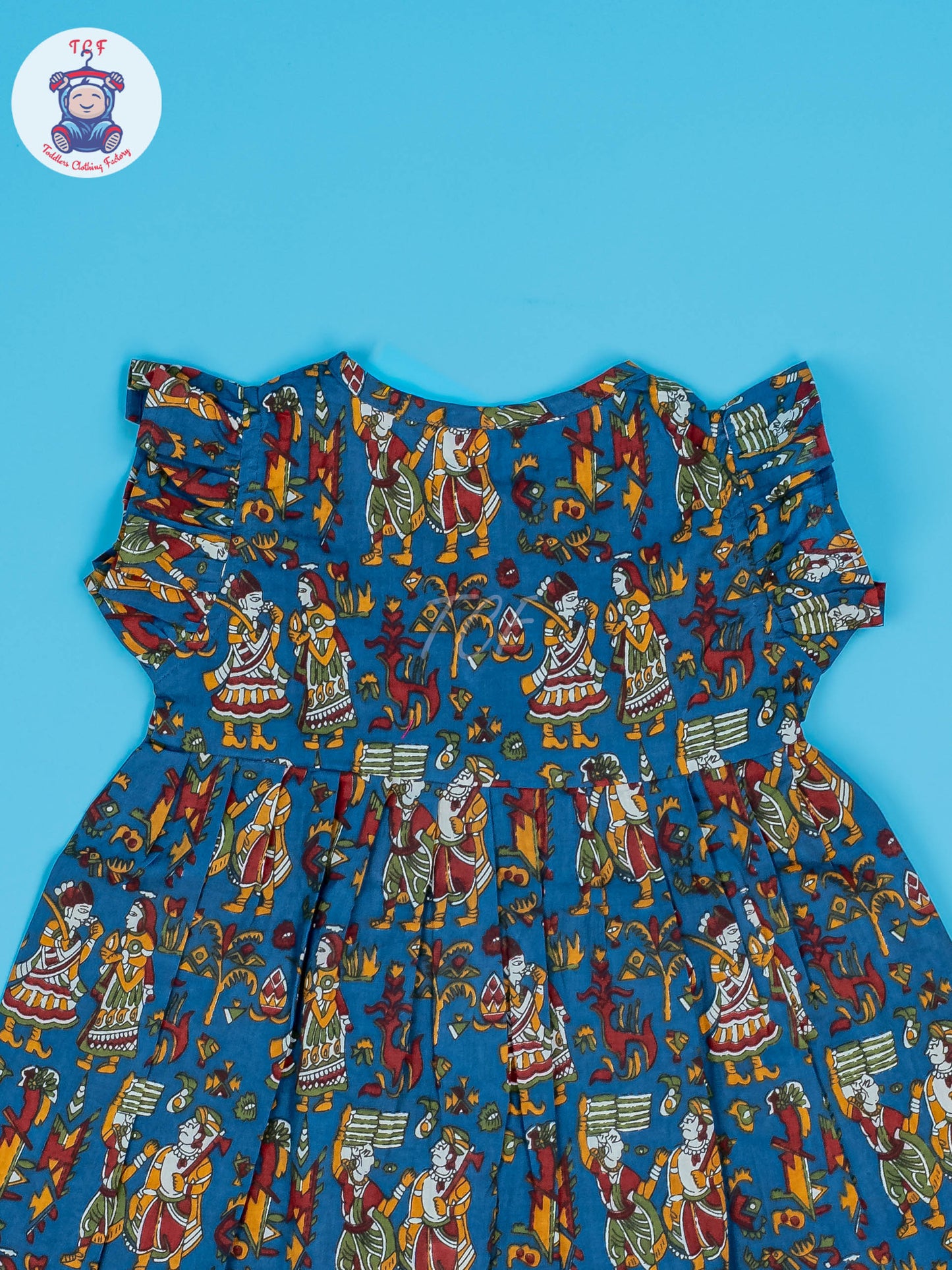 Blue Dancing Doll - Girls Readymade Jaipuri Cotton Frocks