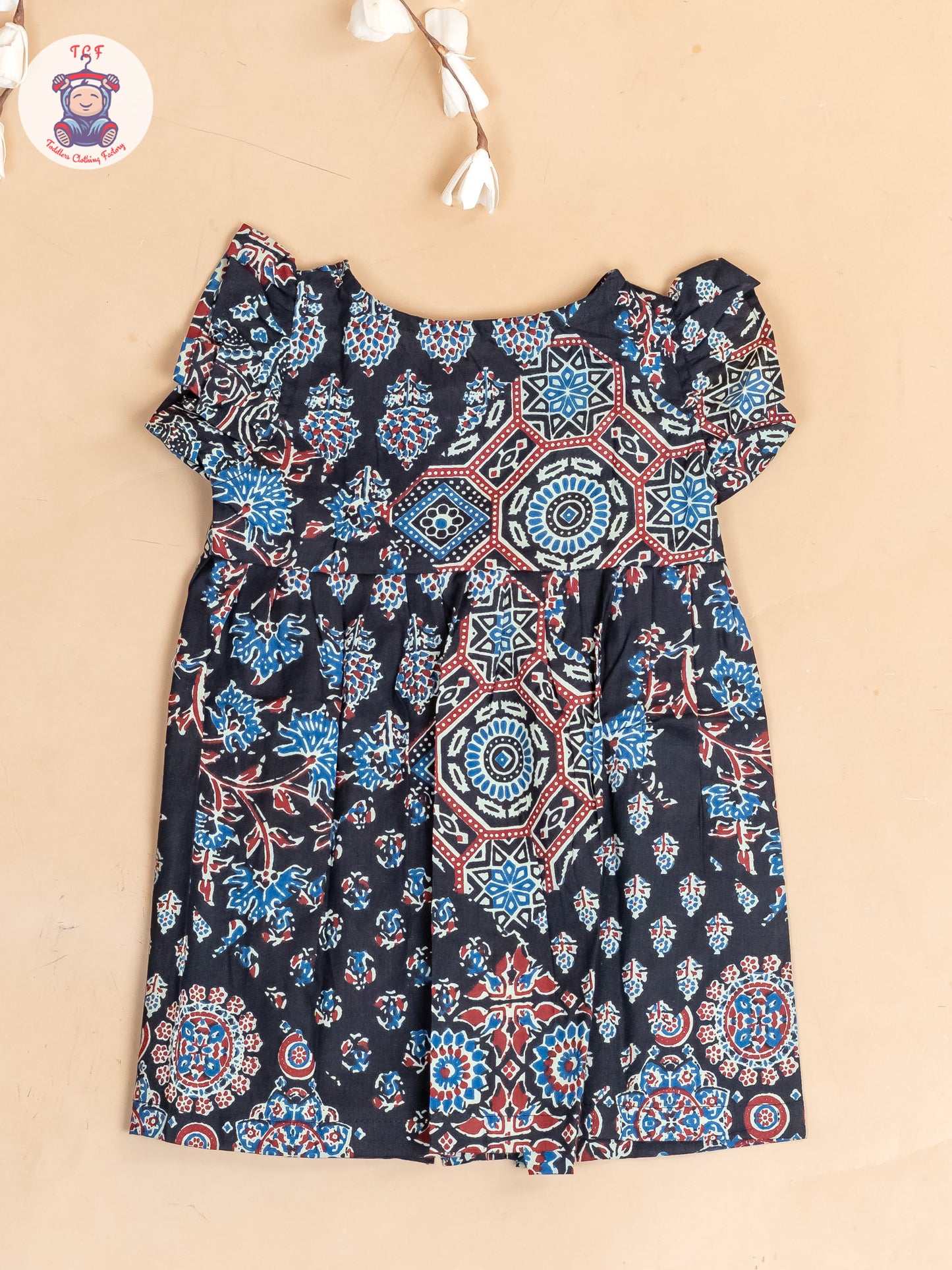 Black Floral Printed - Girls Readymade Jaipuri Cotton Frocks