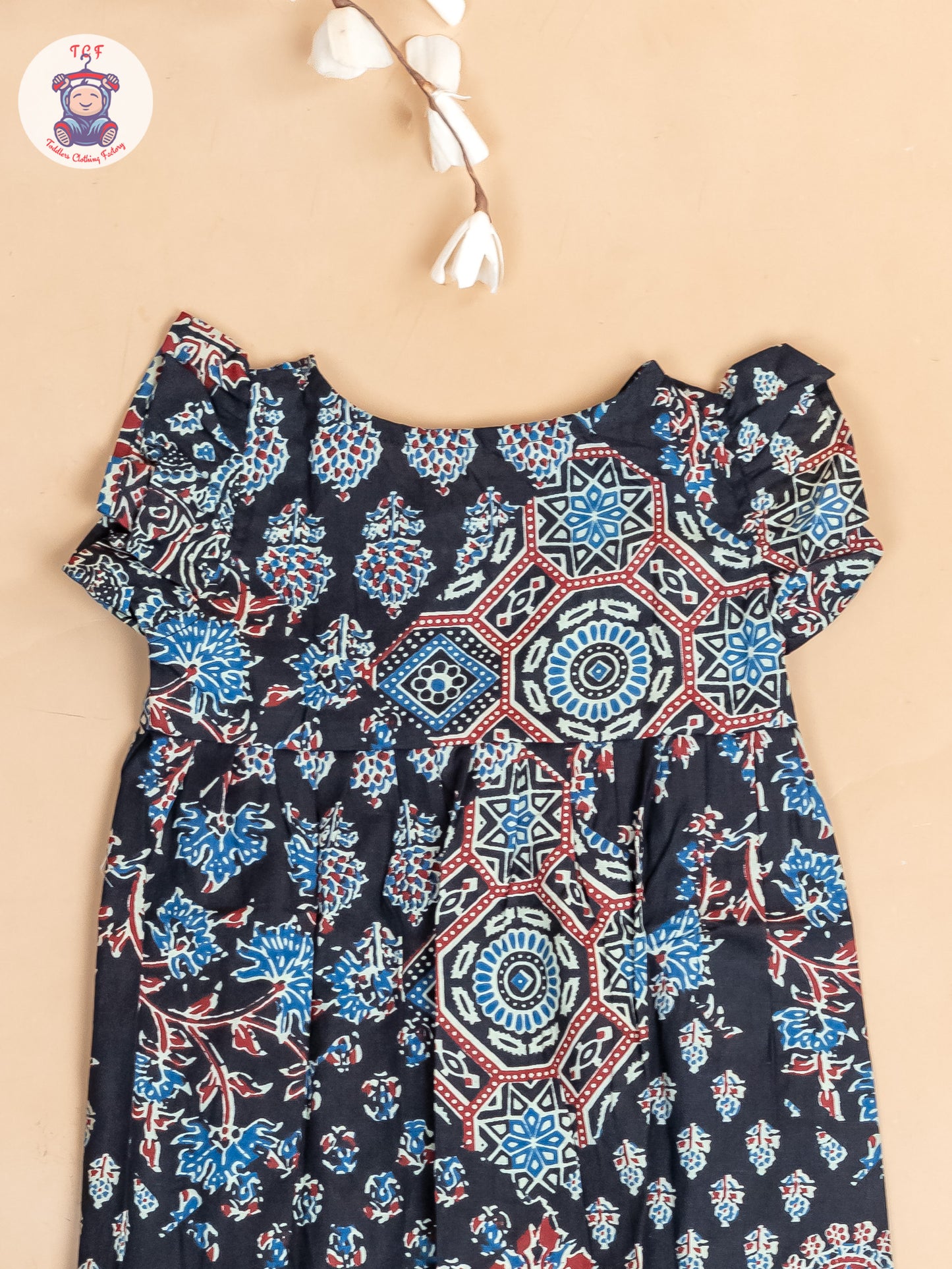 Black Floral Printed - Girls Readymade Jaipuri Cotton Frocks