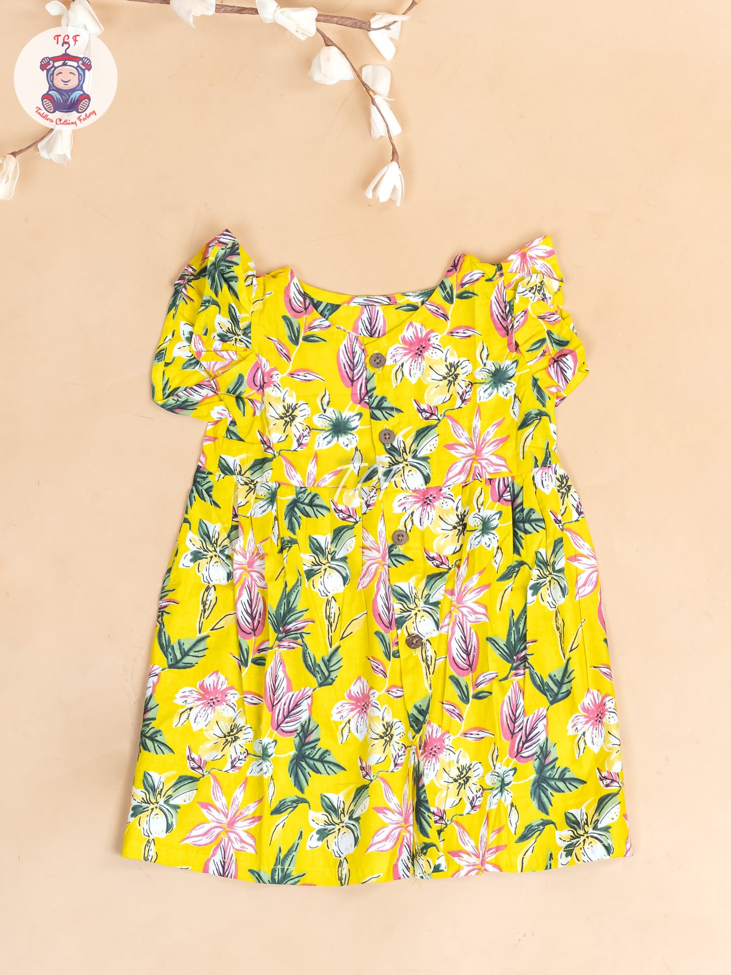 Yellow Printed - Girls Readymade Jaipuri Cotton Frocks