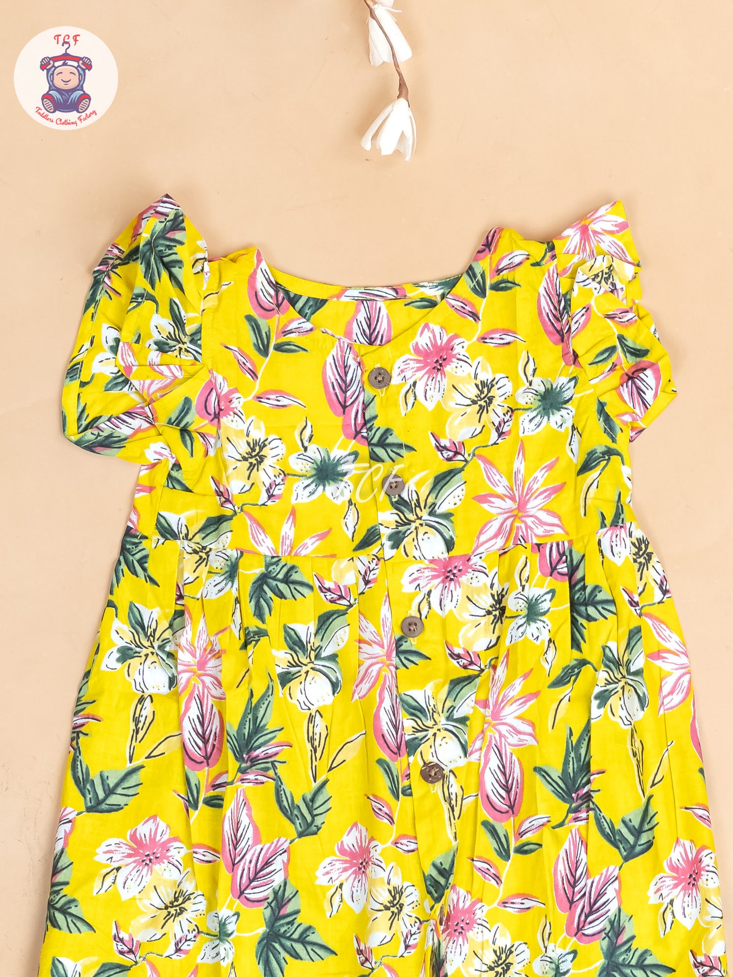 Yellow Printed - Girls Readymade Jaipuri Cotton Frocks