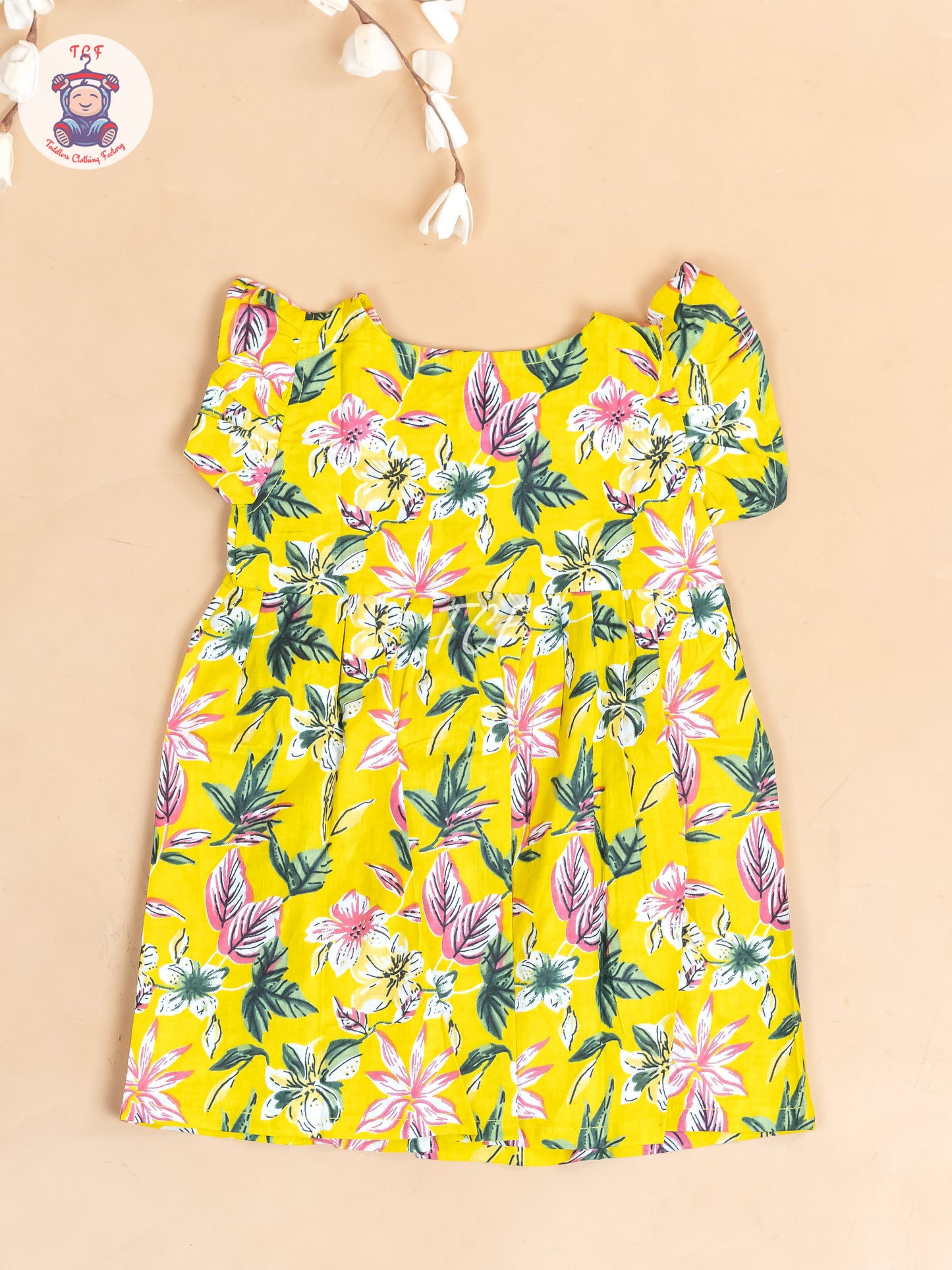 Yellow Printed - Girls Readymade Jaipuri Cotton Frocks