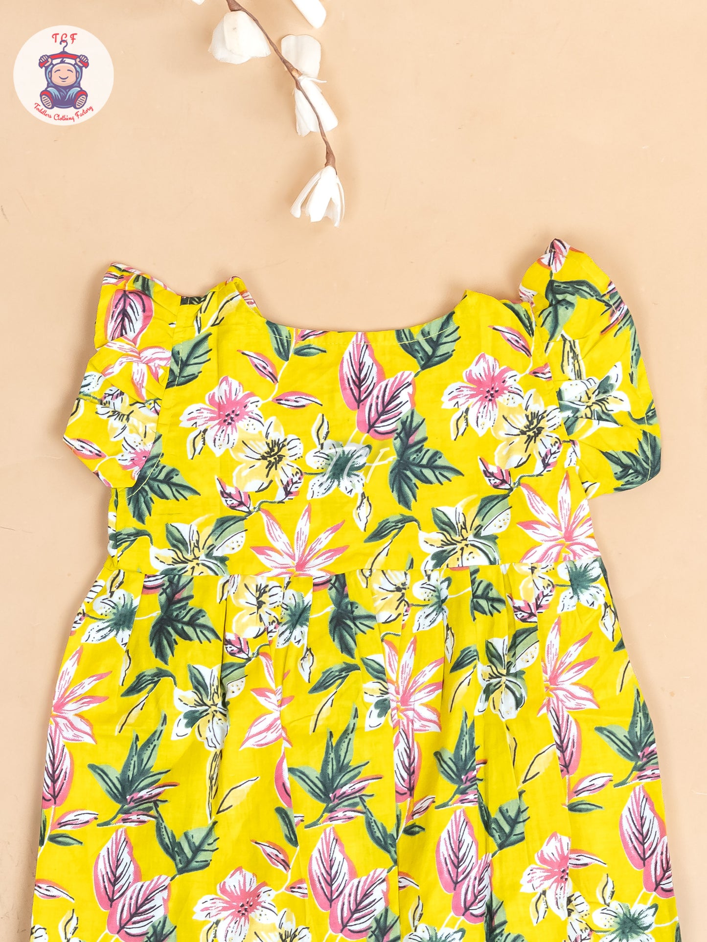 Yellow Printed - Girls Readymade Jaipuri Cotton Frocks