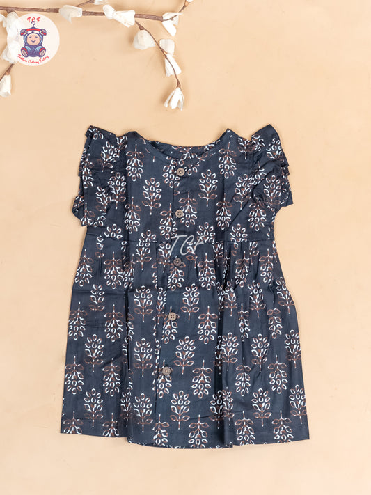 Black  Printed - Girls Readymade Jaipuri Cotton Frocks