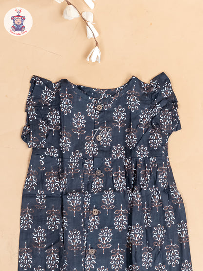 Black  Printed - Girls Readymade Jaipuri Cotton Frocks