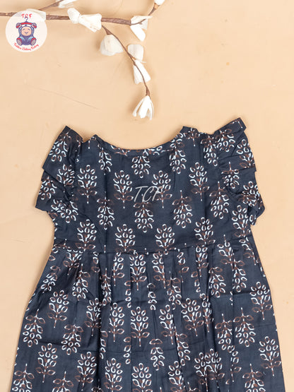 Black  Printed - Girls Readymade Jaipuri Cotton Frocks