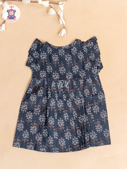 Black  Printed - Girls Readymade Jaipuri Cotton Frocks