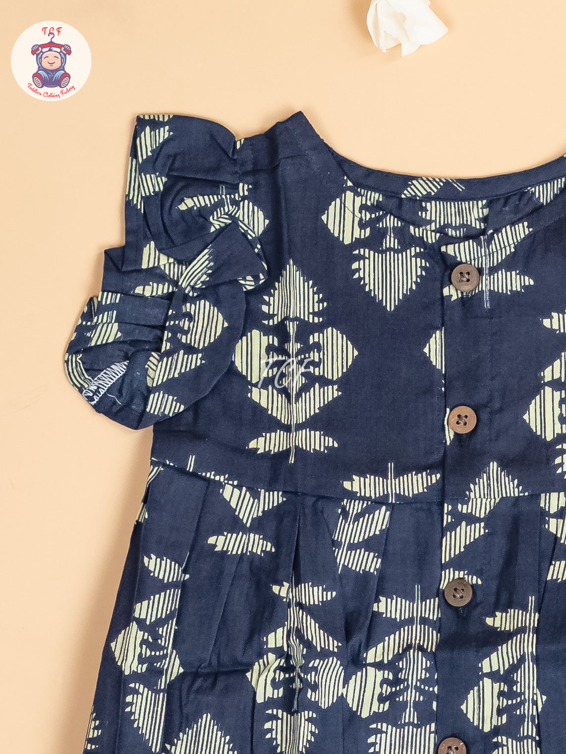Navy Blue - Girls Readymade Jaipuri Printed Cotton Frocks