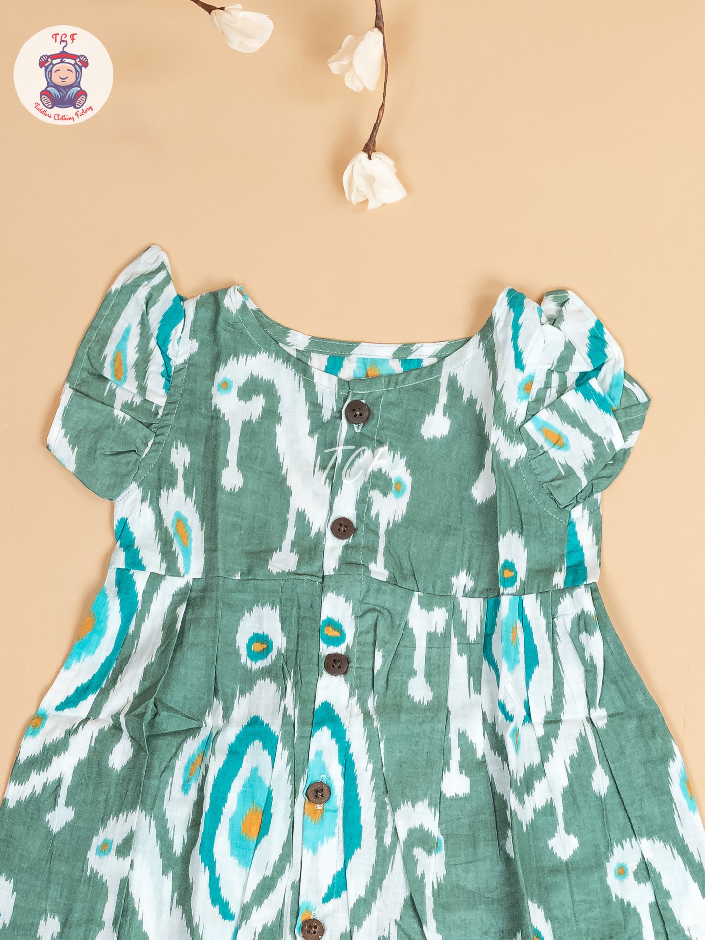 Green - Girls Readymade Jaipuri Printed Cotton Frocks