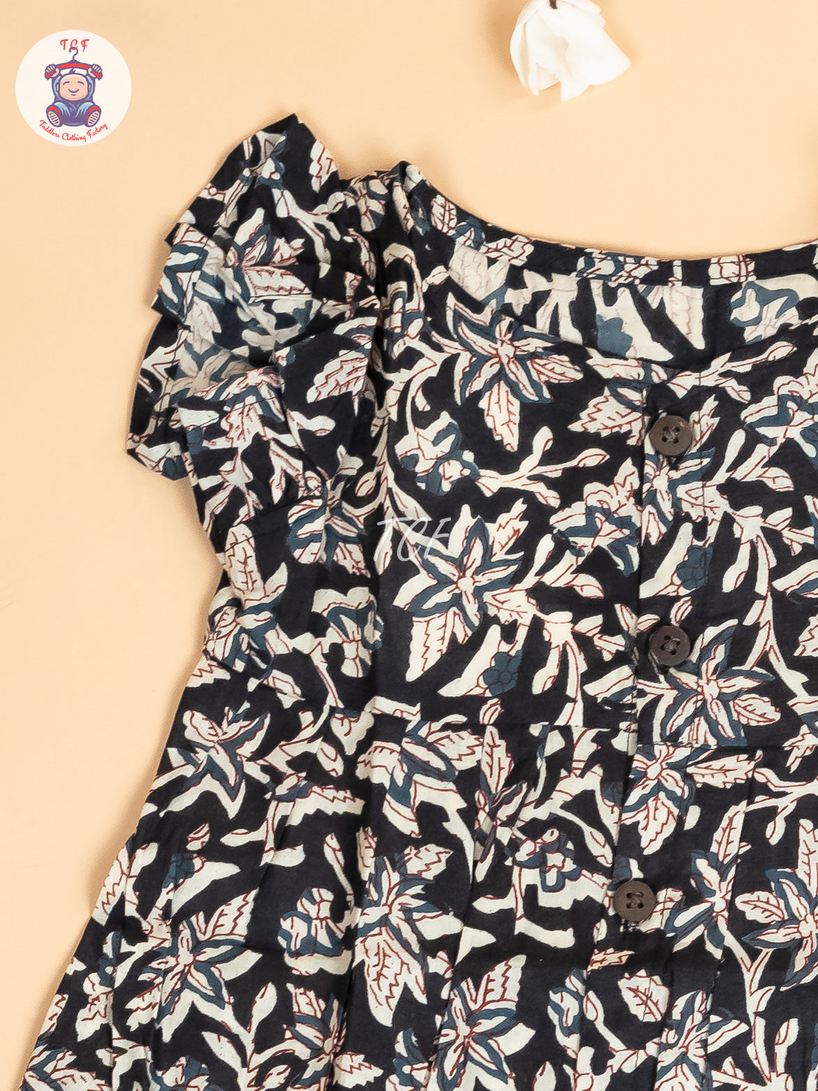 Black - Girls Floral Printed Readymade Jaipuri Cotton Frocks