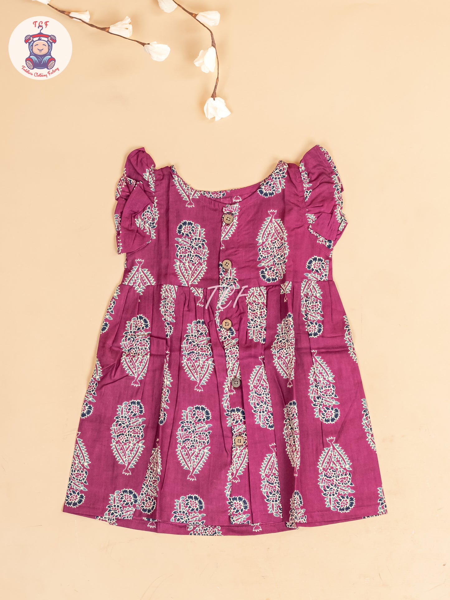 Majentha Floral - Girls Readymade Jaipuri Printed  Cotton Frocks
