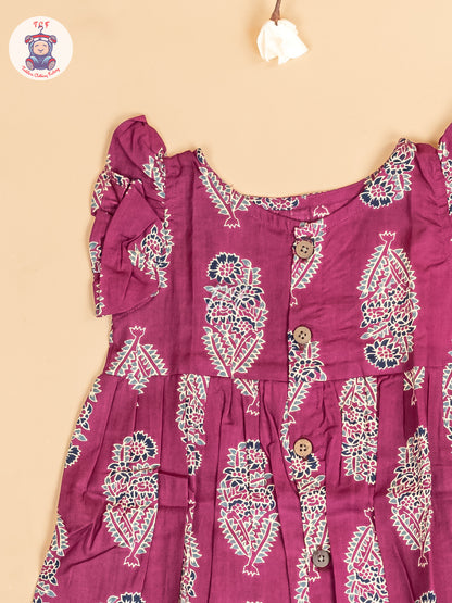 Majentha Floral - Girls Readymade Jaipuri Printed  Cotton Frocks