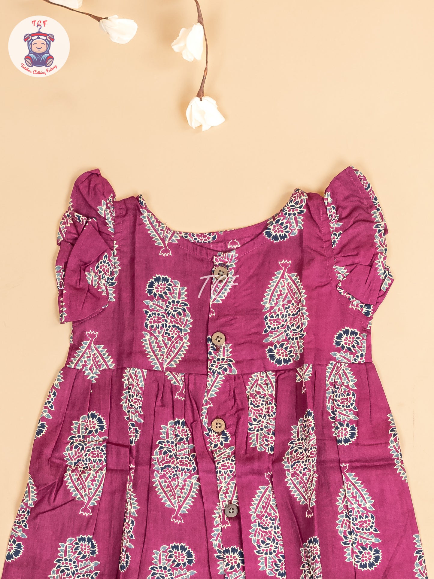 Majentha Floral - Girls Readymade Jaipuri Printed  Cotton Frocks