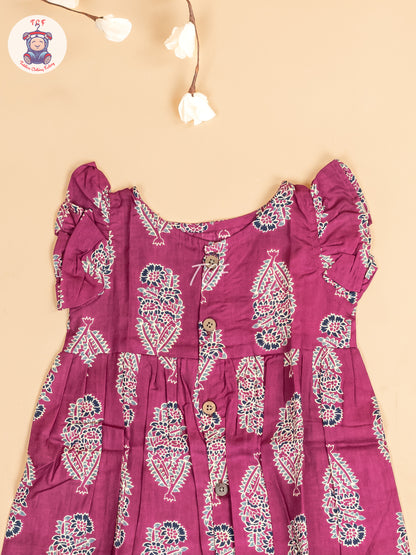 Majentha Floral - Girls Readymade Jaipuri Printed  Cotton Frocks