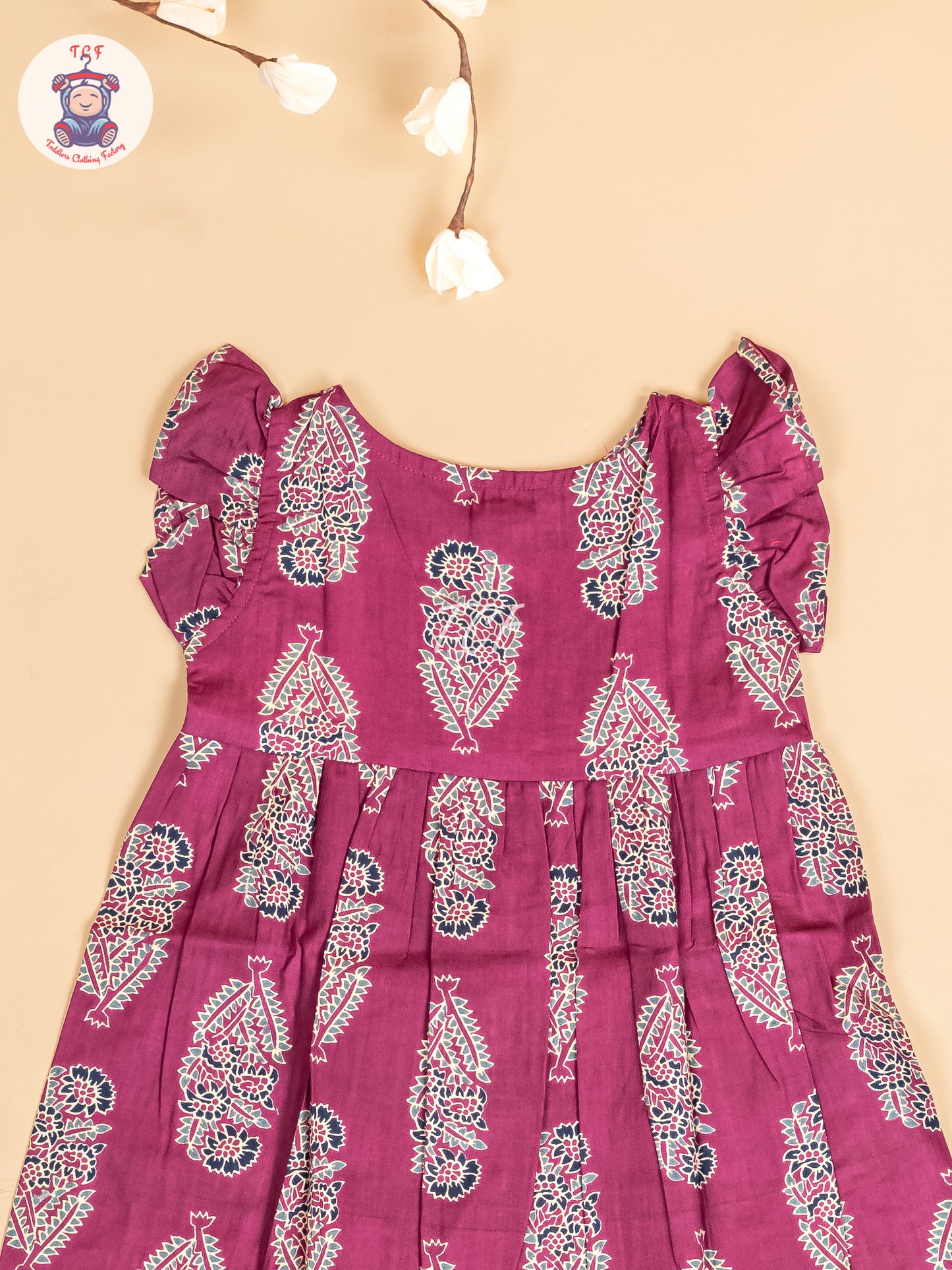 Majentha Floral - Girls Readymade Jaipuri Printed  Cotton Frocks
