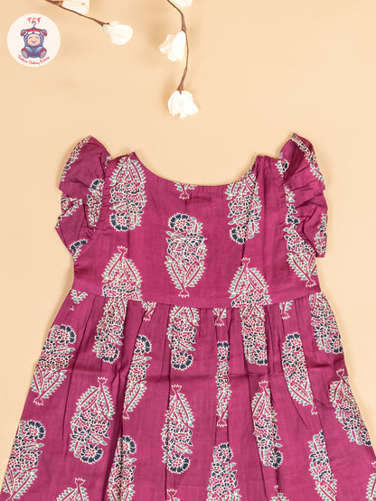 Majentha Floral - Girls Readymade Jaipuri Printed  Cotton Frocks