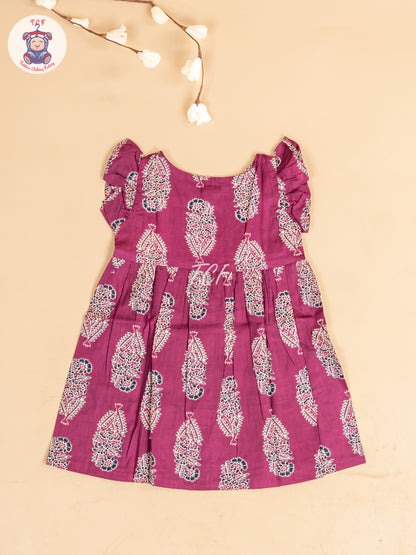 Majentha Floral - Girls Readymade Jaipuri Printed  Cotton Frocks