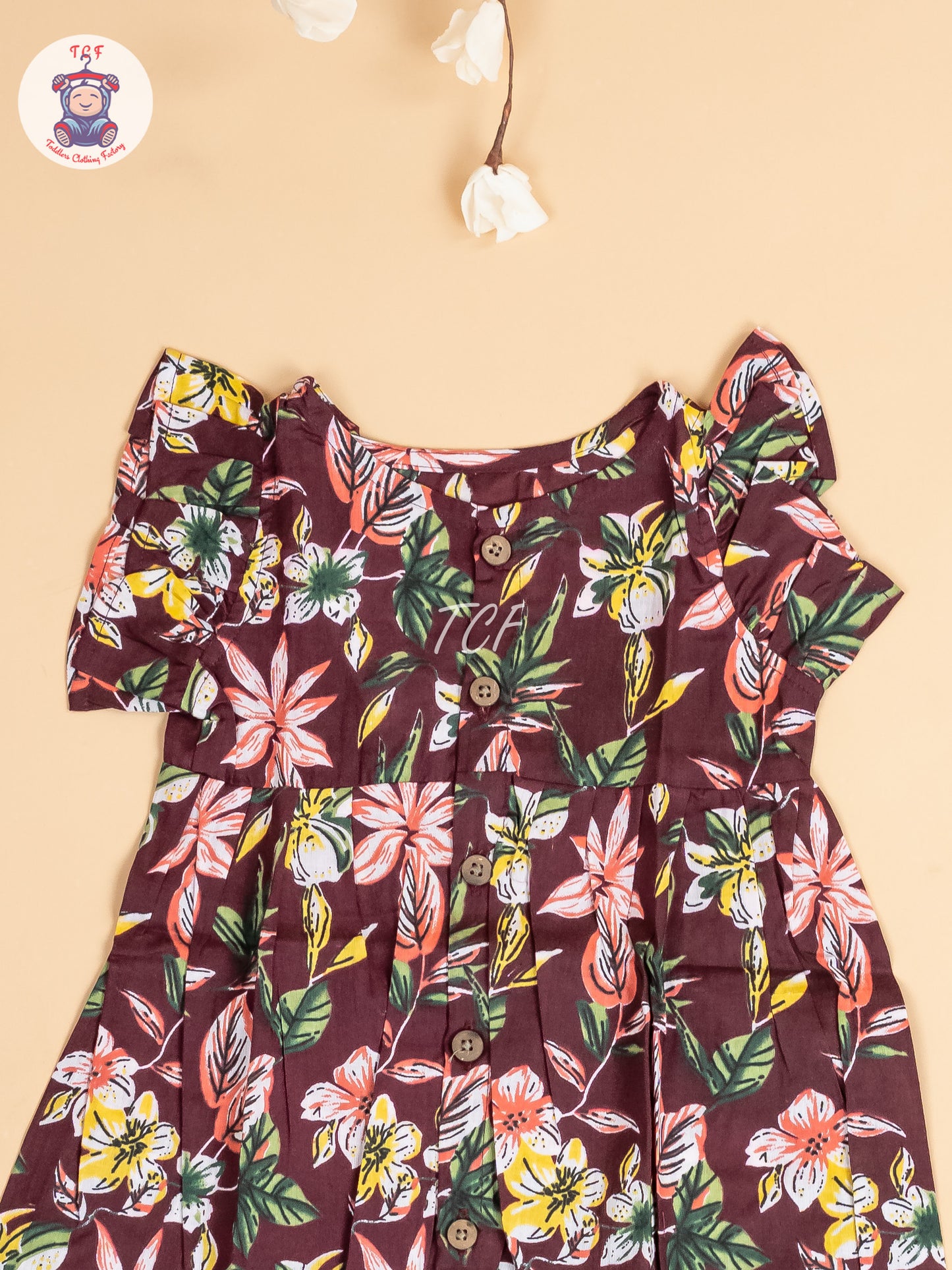 Maroon Floral Printed - Girls Readymade Jaipuri Cotton Frocks