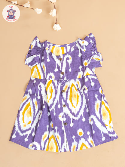 Violet  Printed - Girls Readymade Jaipuri Cotton Frocks