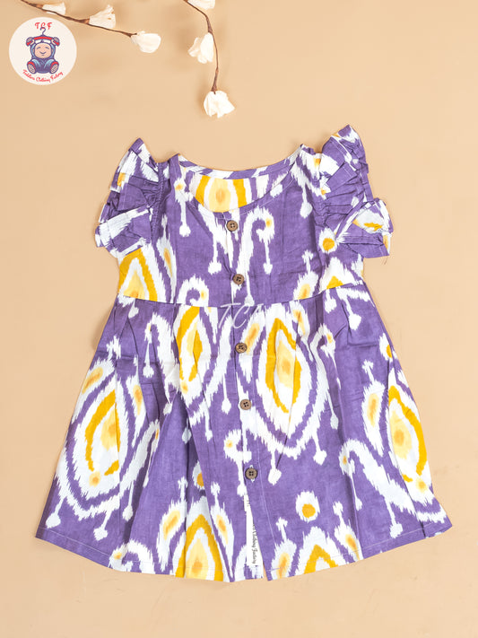 Violet  Printed - Girls Readymade Jaipuri Cotton Frocks