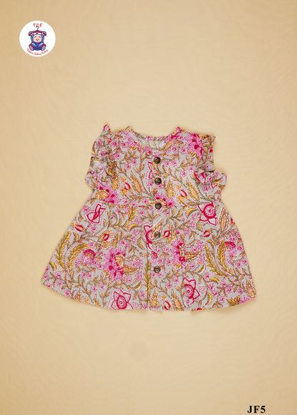 Grey - Girls Readymade Jaipuri Frocks