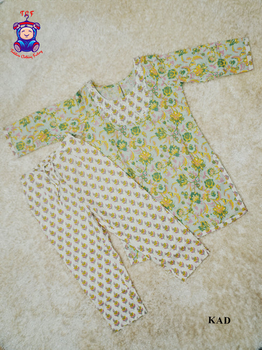 Pistachio Green - Floral Printed Kurti Set