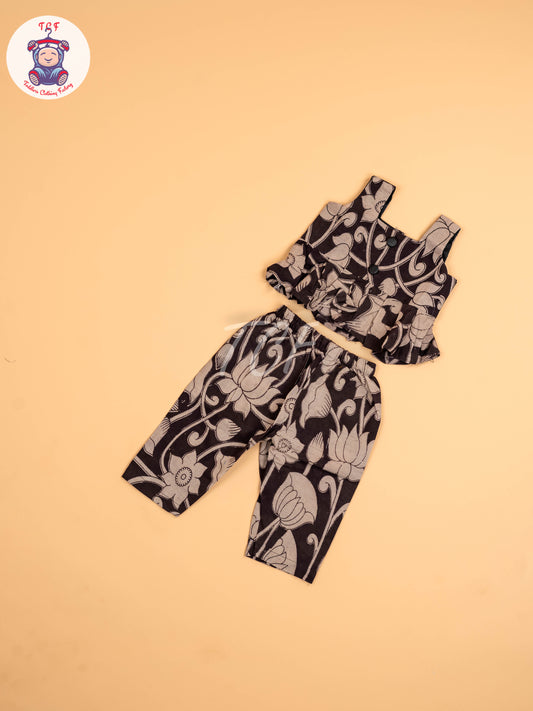Black - Floral Printed Kalamkari Co-ords Sets