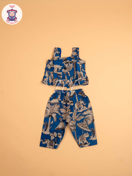 Blue - Floral Printed Kalamkari Co-ords Sets