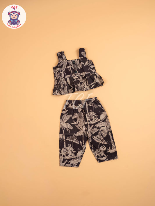 Black - Floral Printed Kalamkari Co-ords Sets