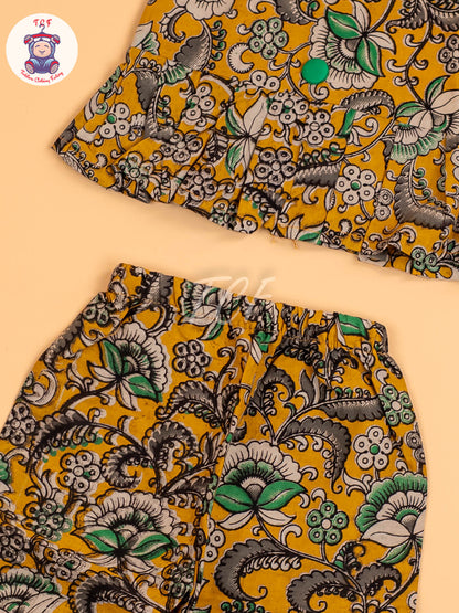 Mustard & Green - Floral Printed Kalamkari Co-ords Sets