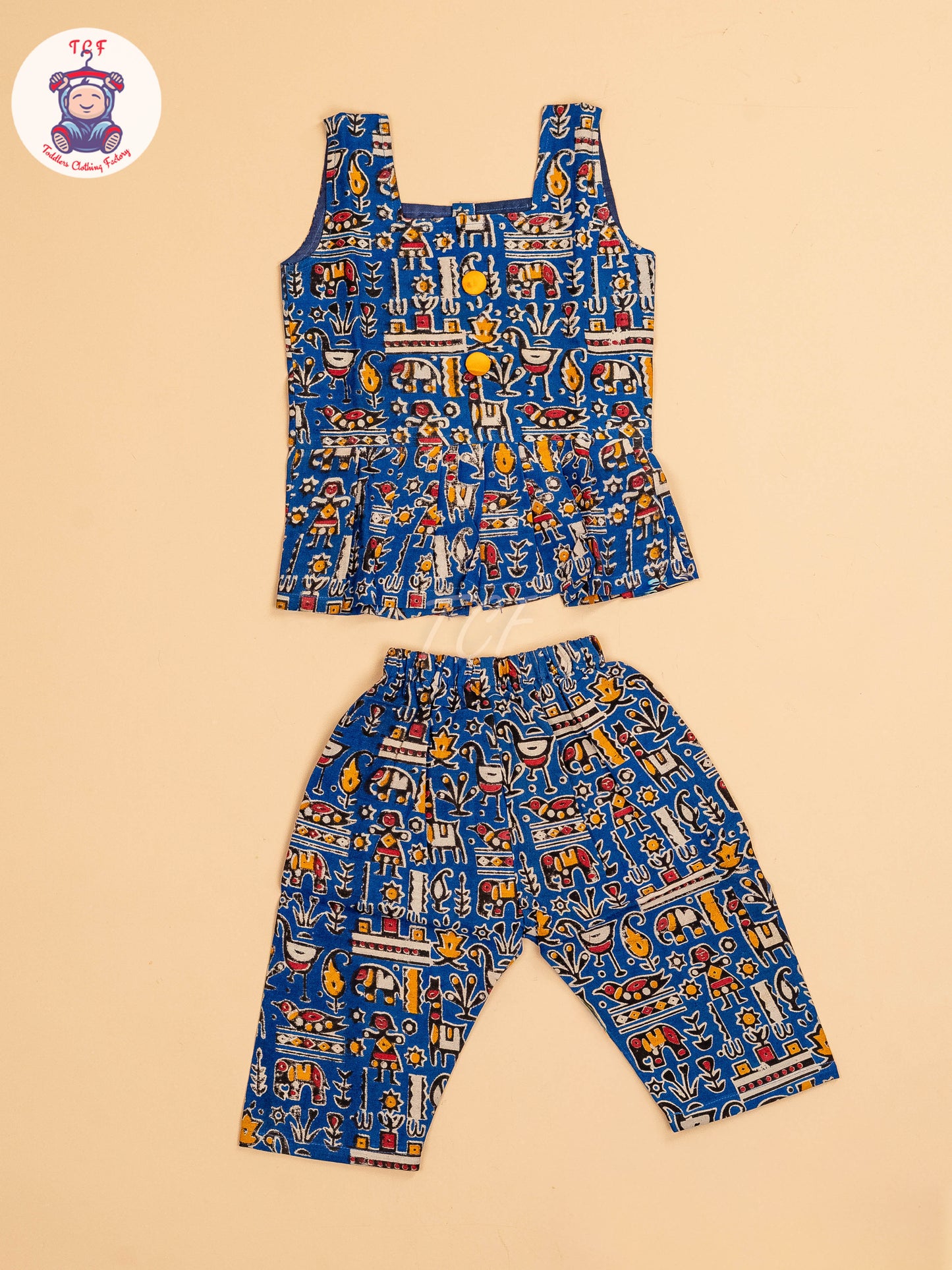 Blue - Girls Readymade Printed Kalamakari Sets