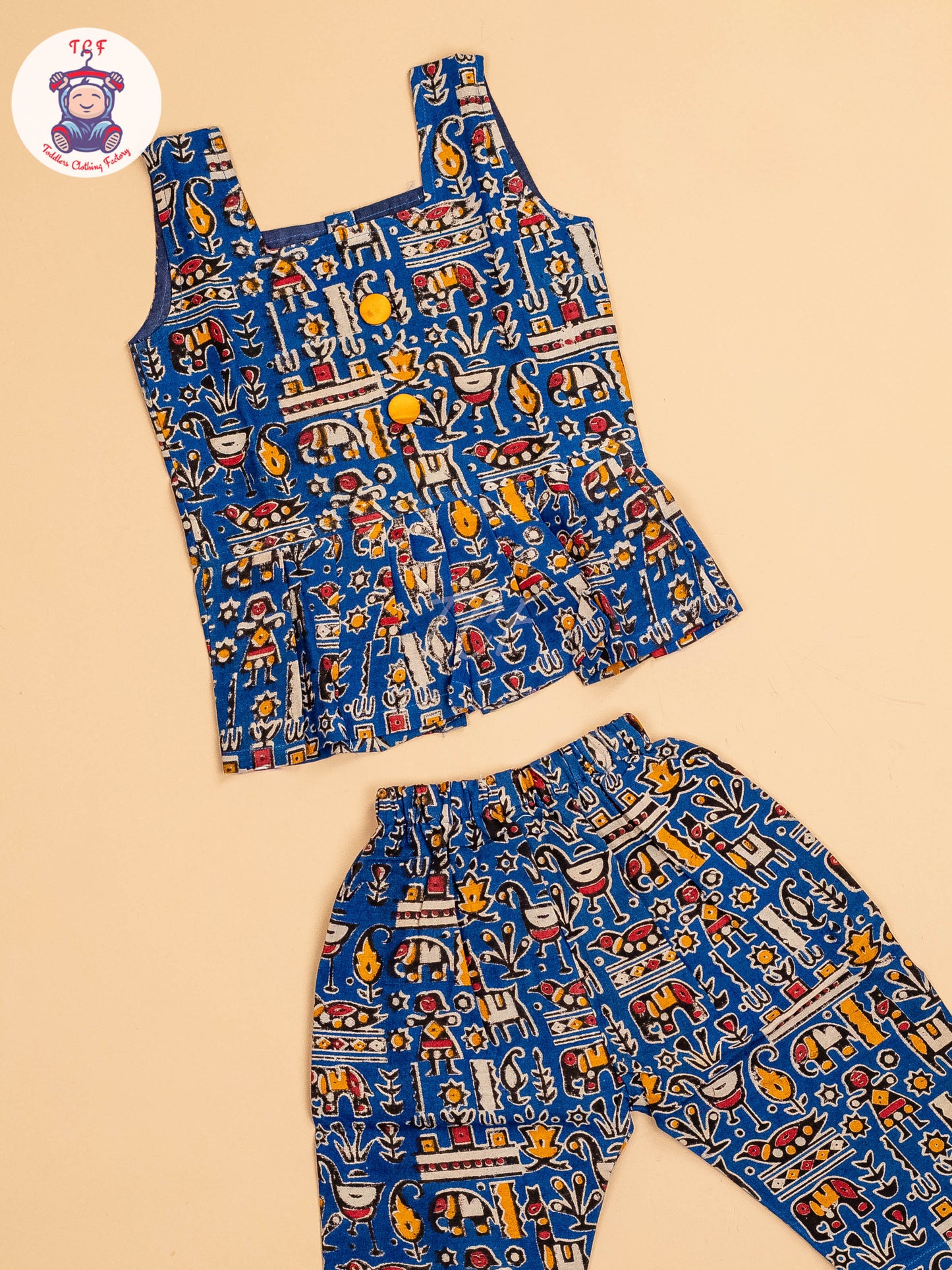 Blue - Girls Readymade Printed Kalamakari Sets