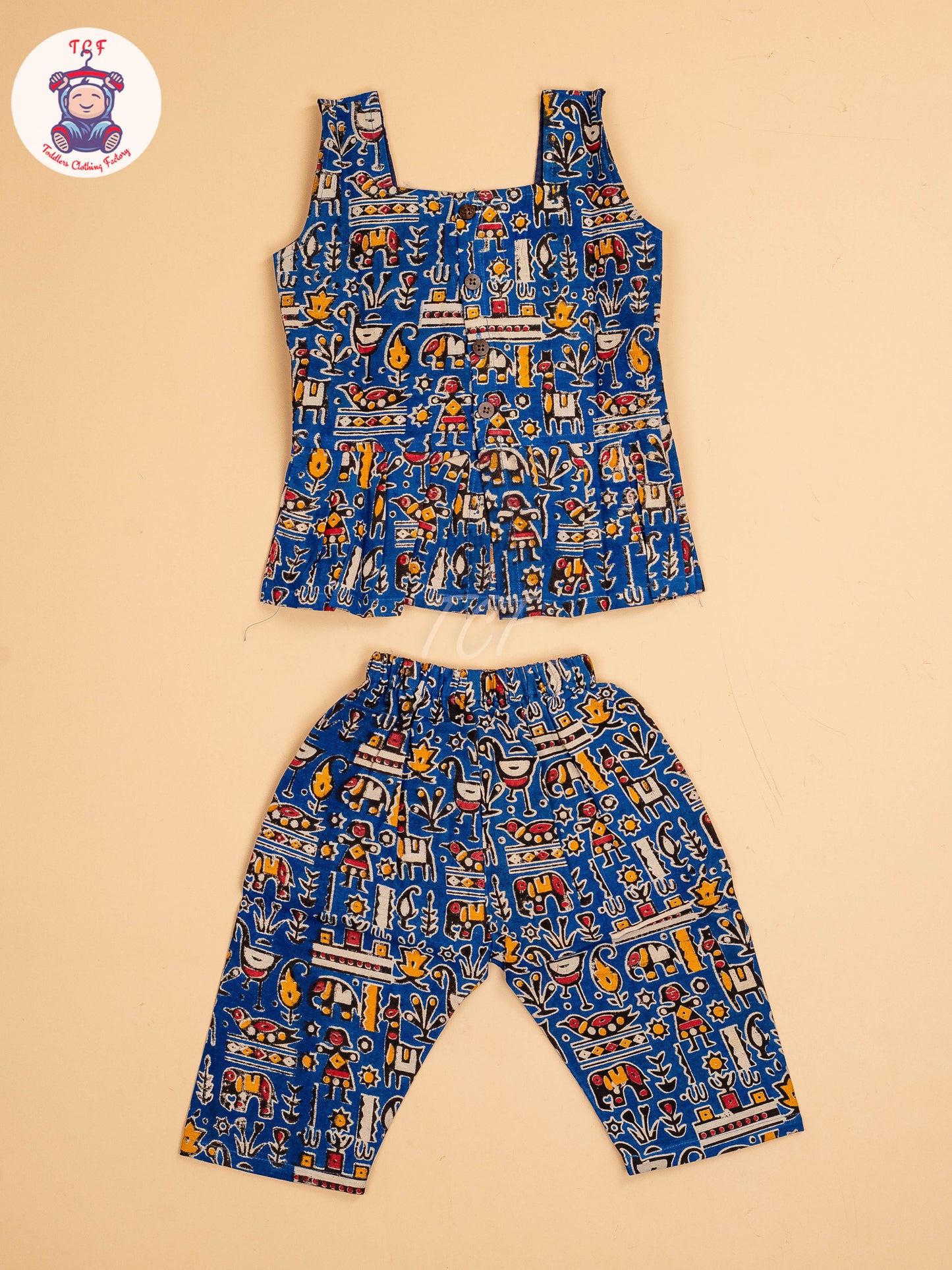 Blue - Girls Readymade Printed Kalamakari Sets
