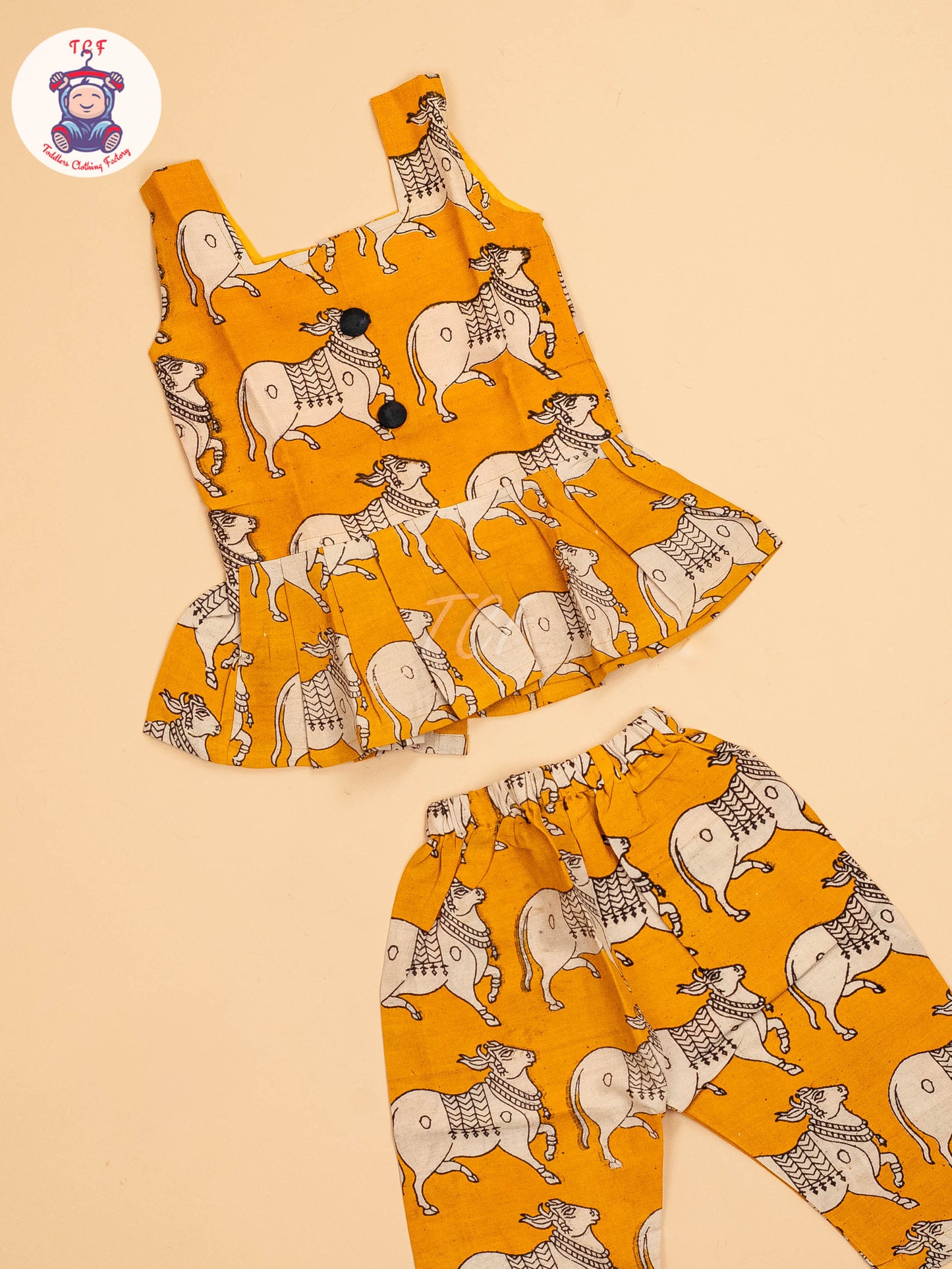 Mustard - Girls Readymade Printed Kalamakari Sets
