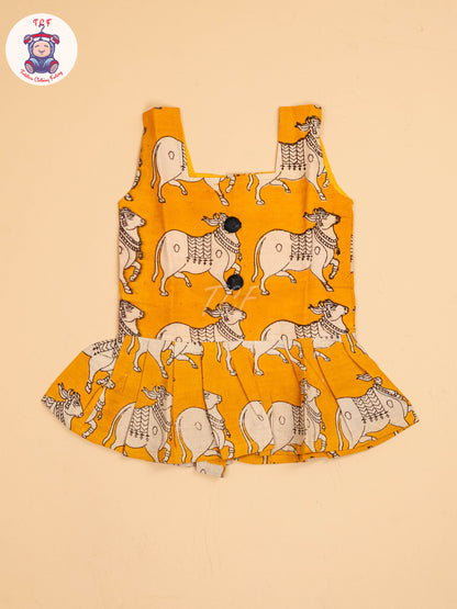 Mustard - Girls Readymade Printed Kalamakari Sets