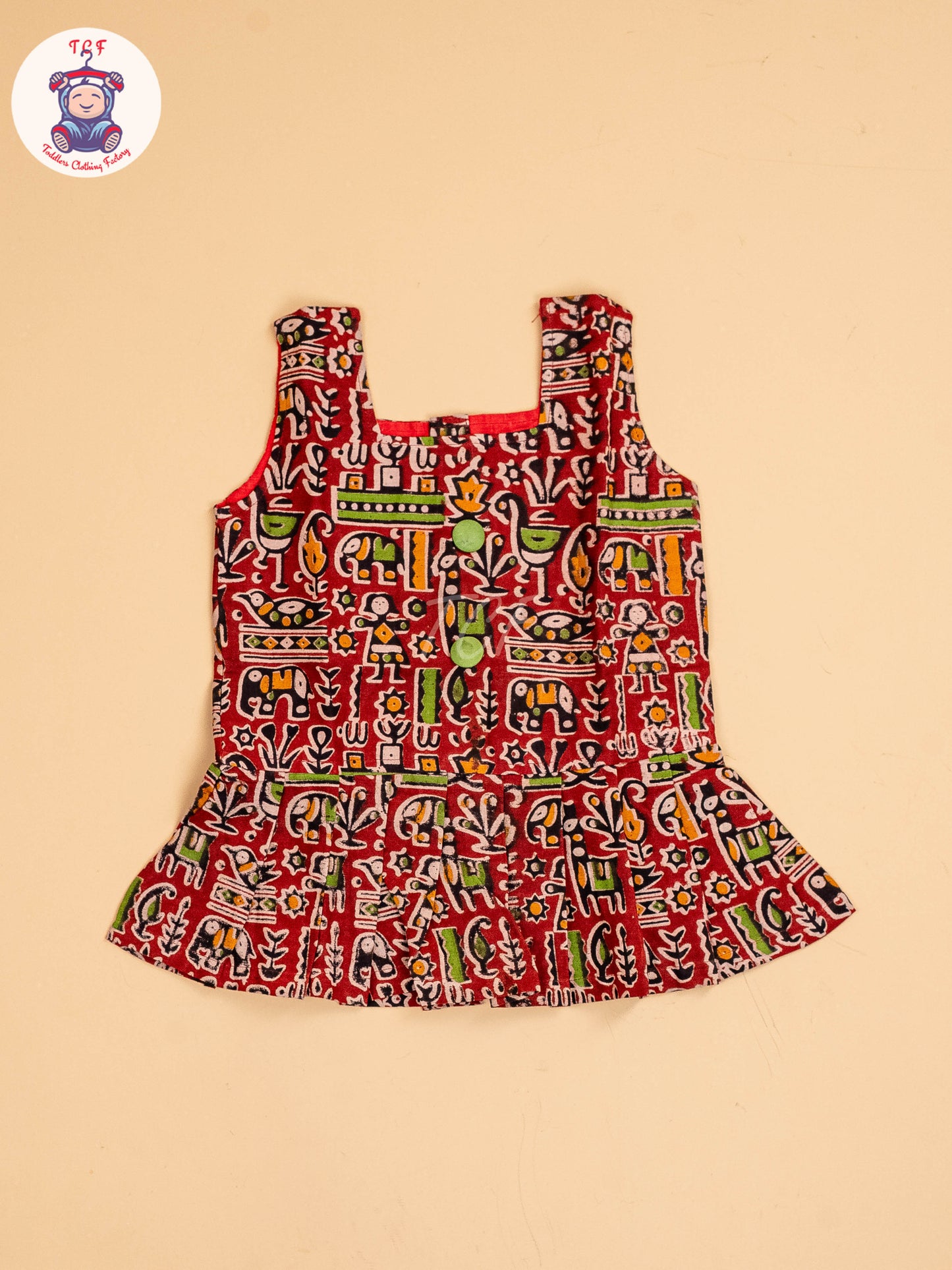 Maroon - Girls Readymade Printed Kalamakari Sets