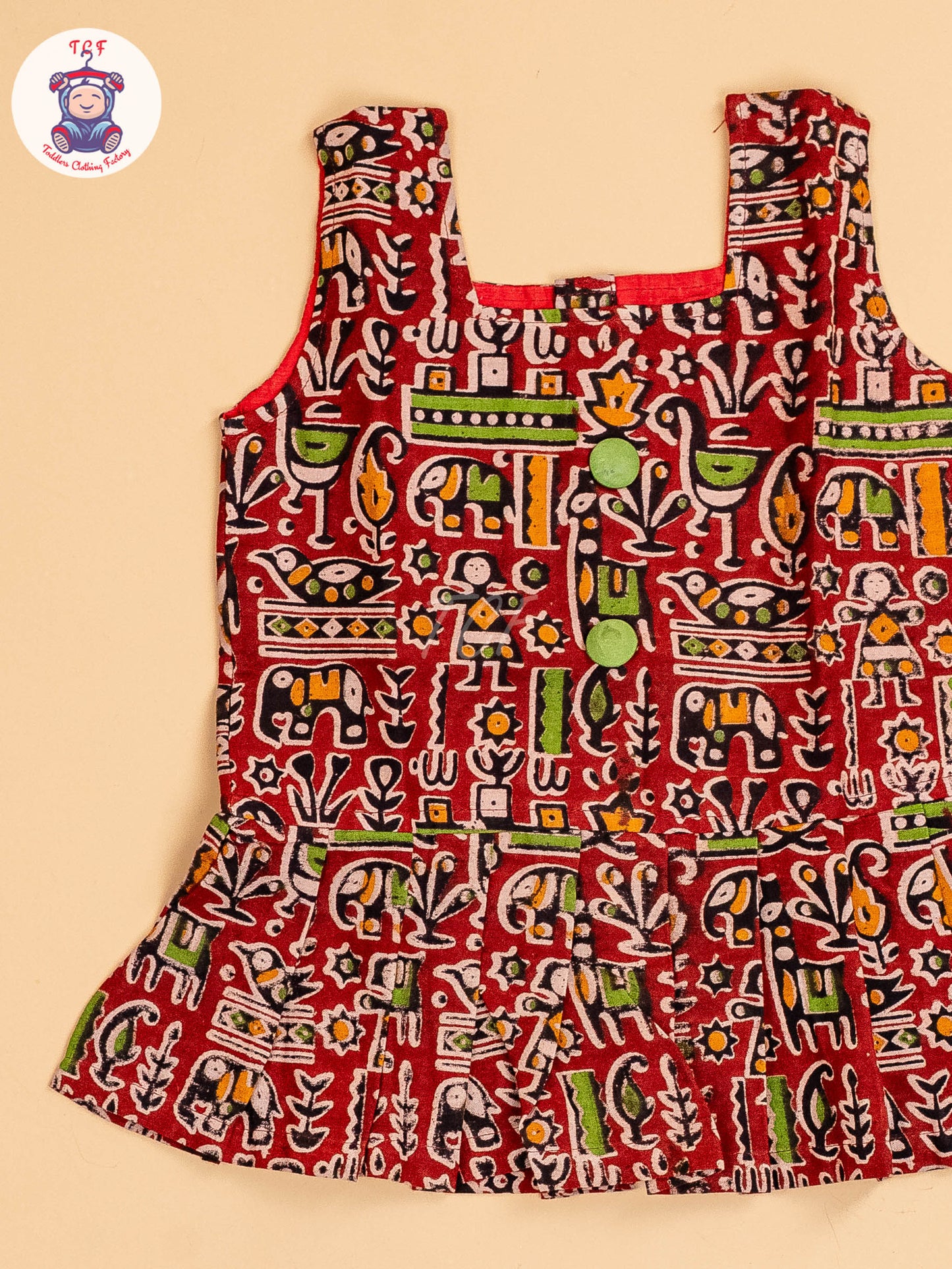 Maroon - Girls Readymade Printed Kalamakari Sets